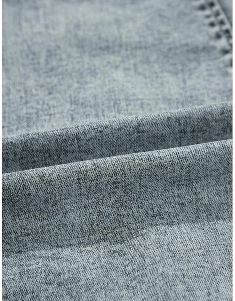 Beau Blue Sleeveless V Neck Back Zipped Denim Dress