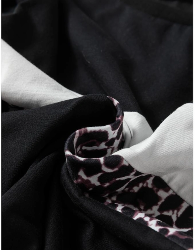 White Leopard Colorblock Patchwork Crew Neck Long Sleeve Tee