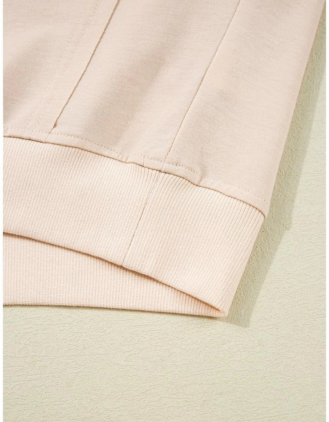 Beige Raw Edge Flower Patch Drop Shoulder Casual Top