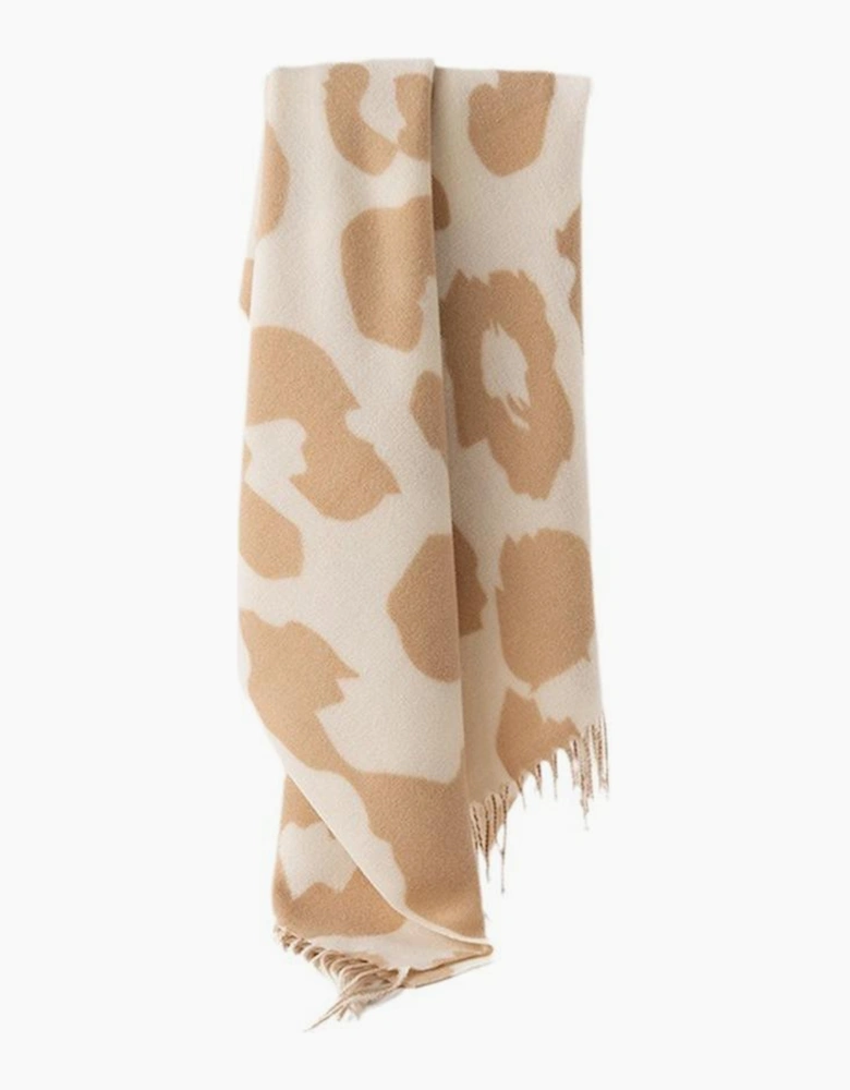 Azura Exchange Parchment Cow Print Fringed Winter Large Scarf