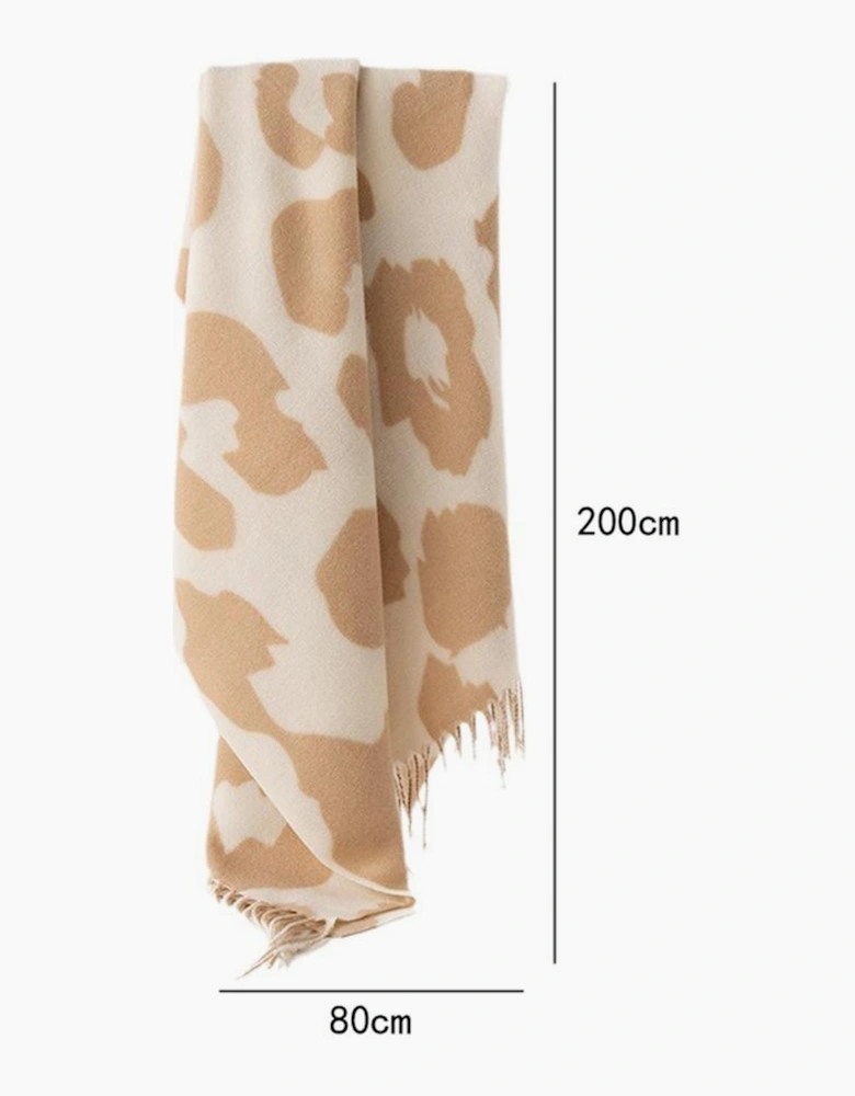 Azura Exchange Parchment Cow Print Fringed Winter Large Scarf