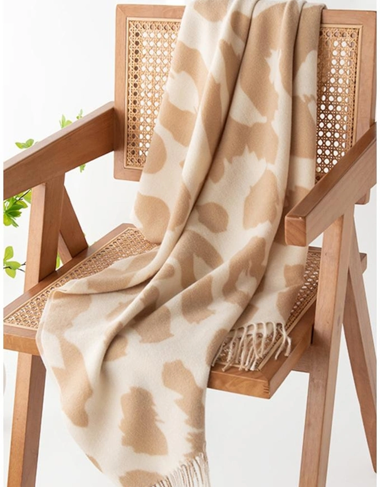 Azura Exchange Parchment Cow Print Fringed Winter Large Scarf