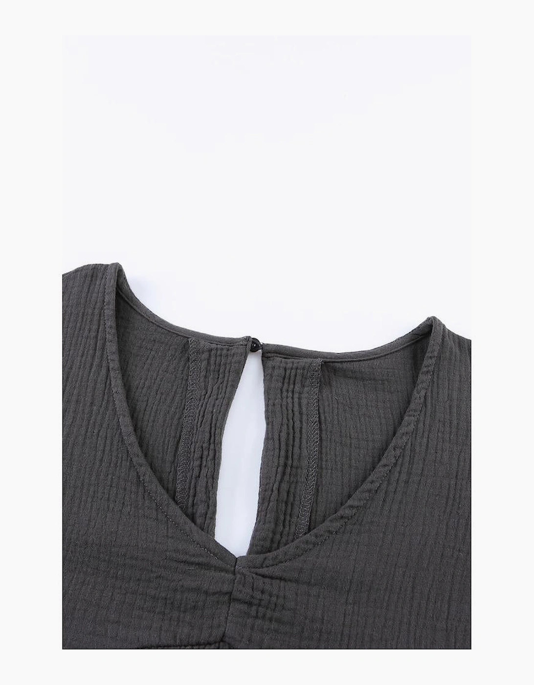 Azura Exchange Babydoll Mini Dress with V-Neck and Roll-Up Short Sleeves