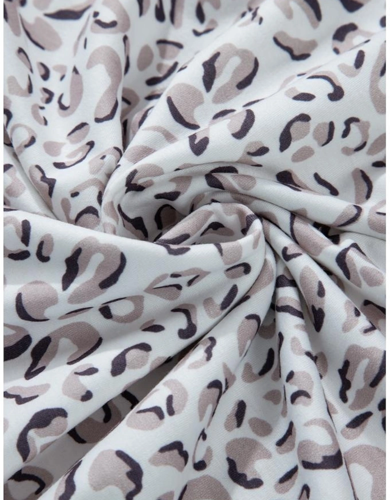 White Classic Leopard Hoodie and Shorts Set