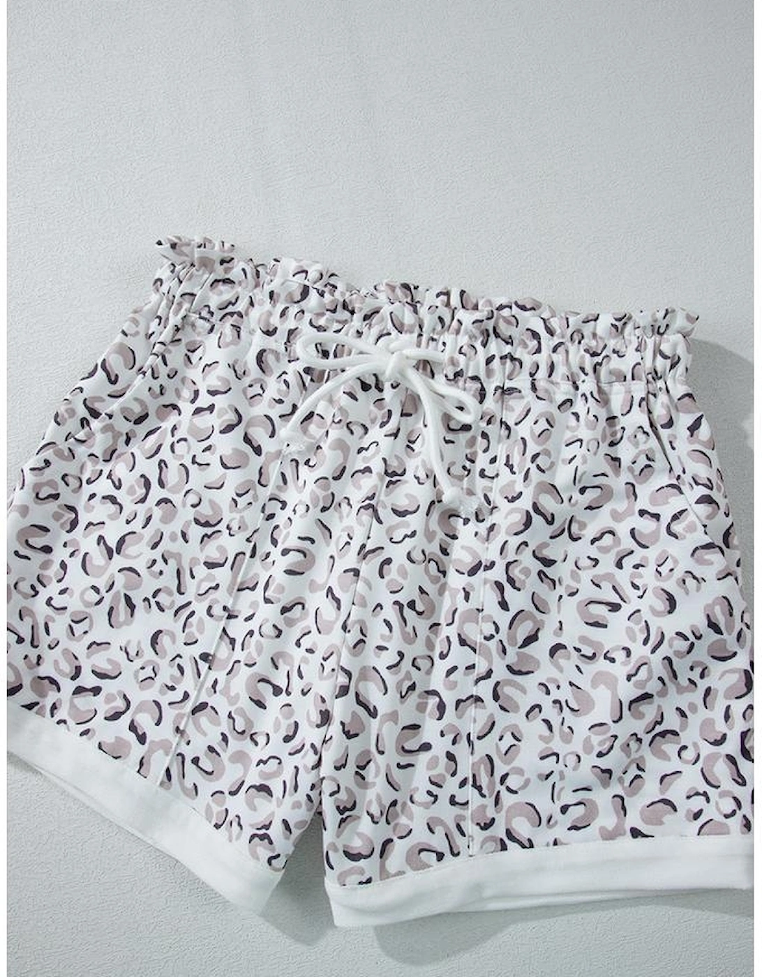 White Classic Leopard Hoodie and Shorts Set