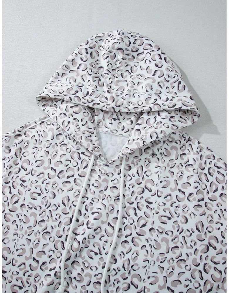 White Classic Leopard Hoodie and Shorts Set