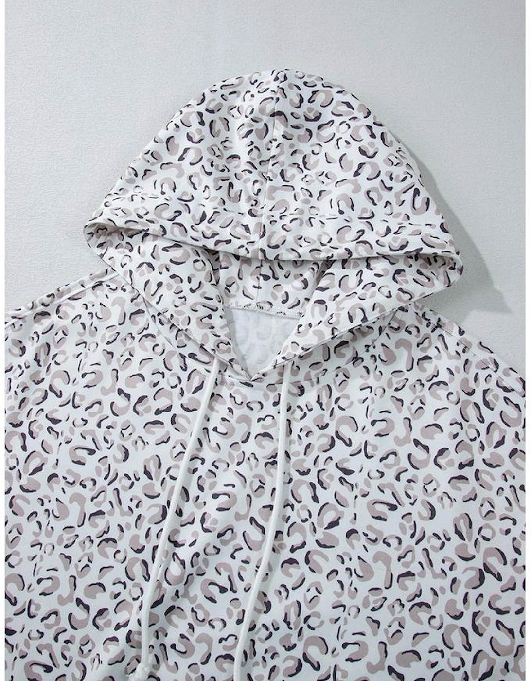 White Classic Leopard Hoodie and Shorts Set