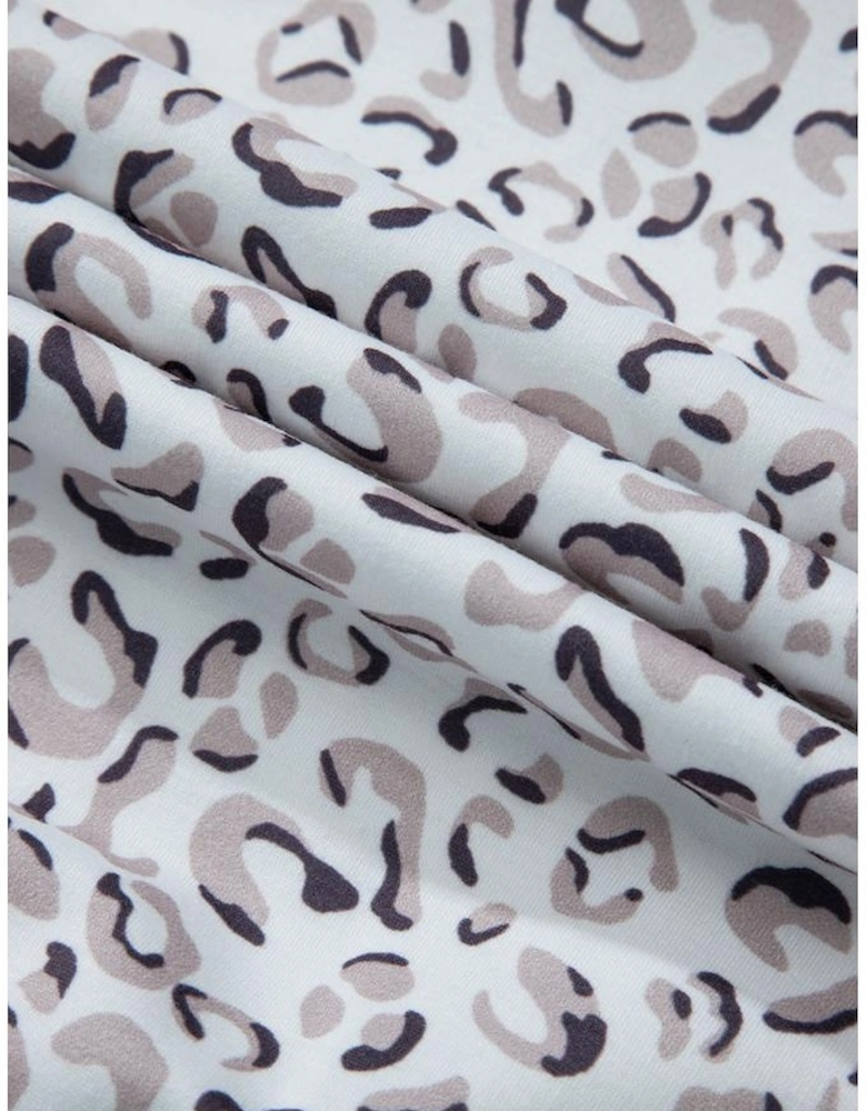 White Classic Leopard Hoodie and Shorts Set