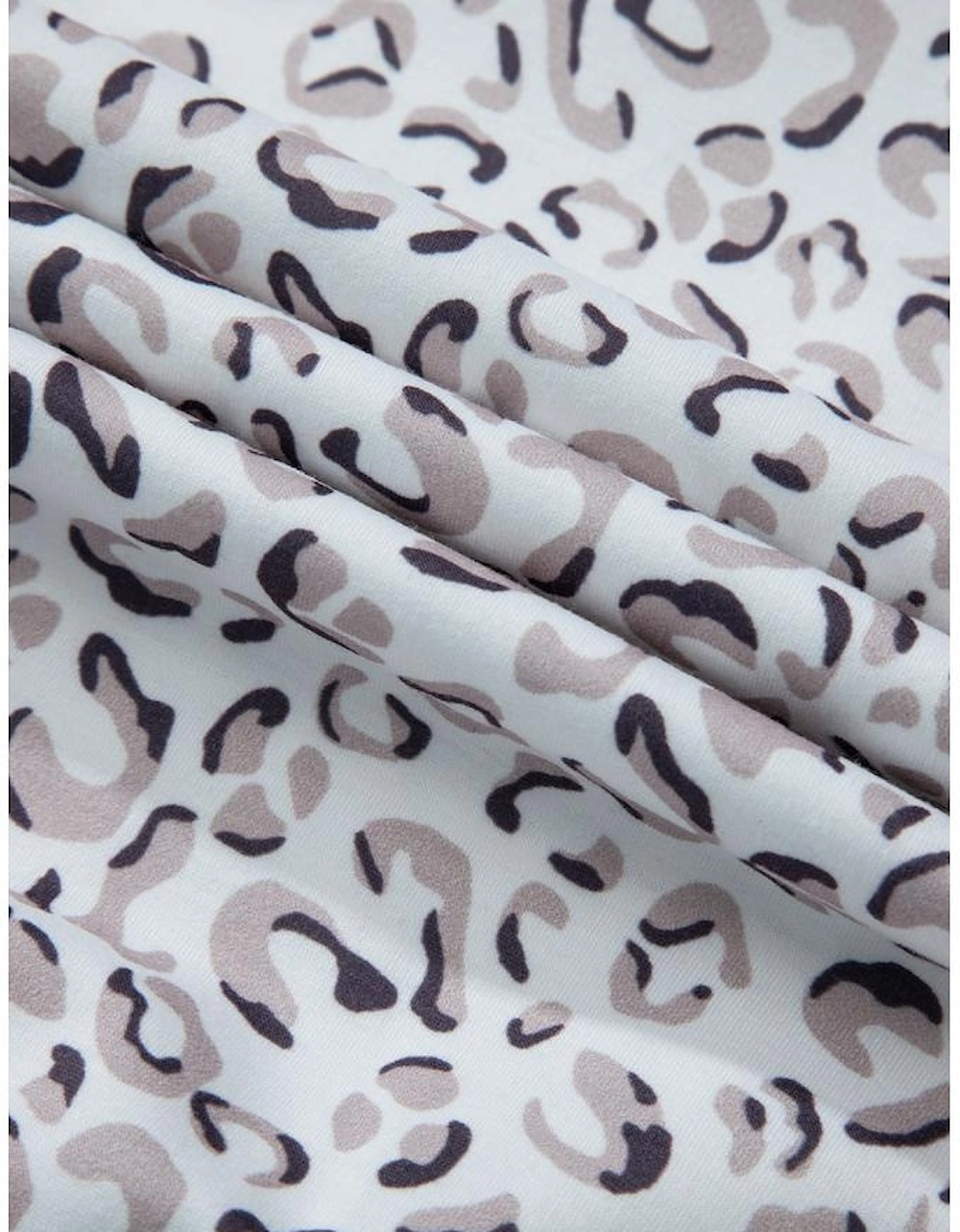 White Classic Leopard Hoodie and Shorts Set