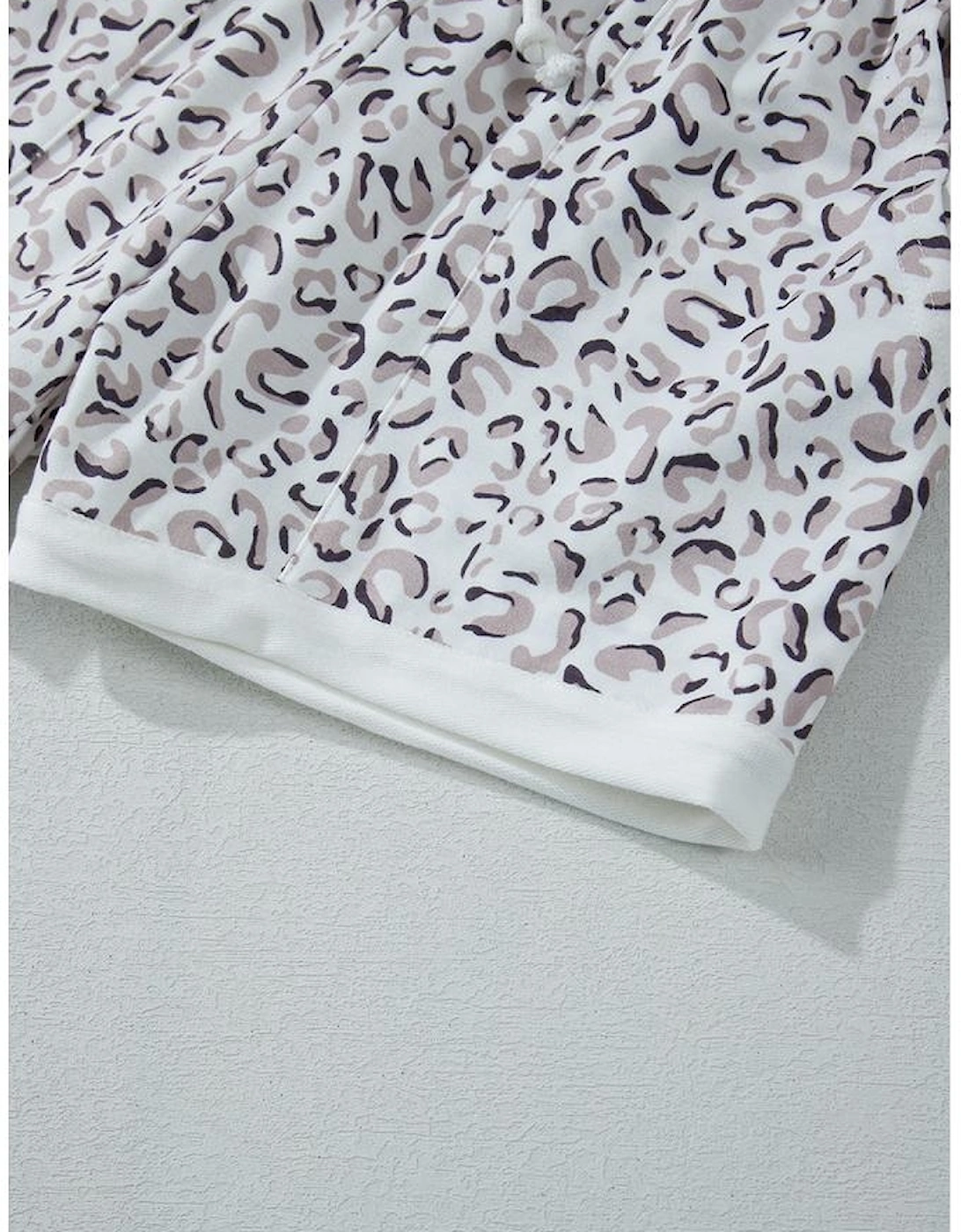 White Classic Leopard Hoodie and Shorts Set