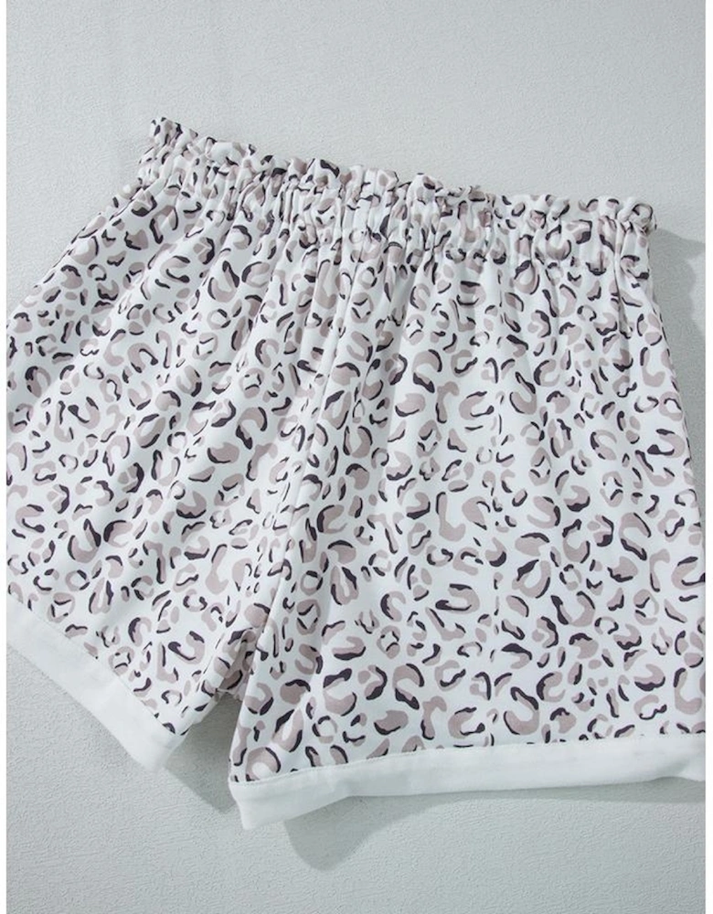 White Classic Leopard Hoodie and Shorts Set