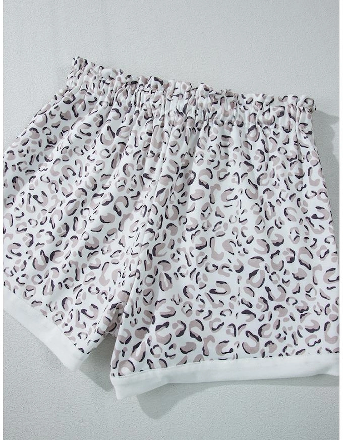 White Classic Leopard Hoodie and Shorts Set