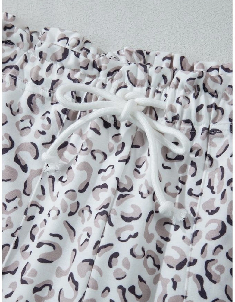 White Classic Leopard Hoodie and Shorts Set