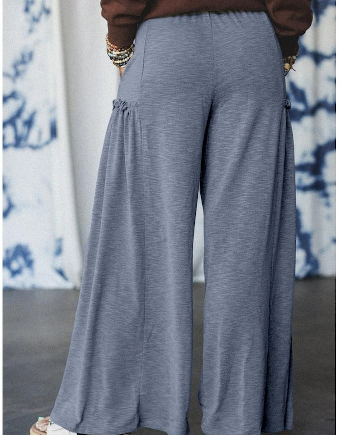 High Frilled Detail Wide Leg High Waist Knit Pants, 6 of 5