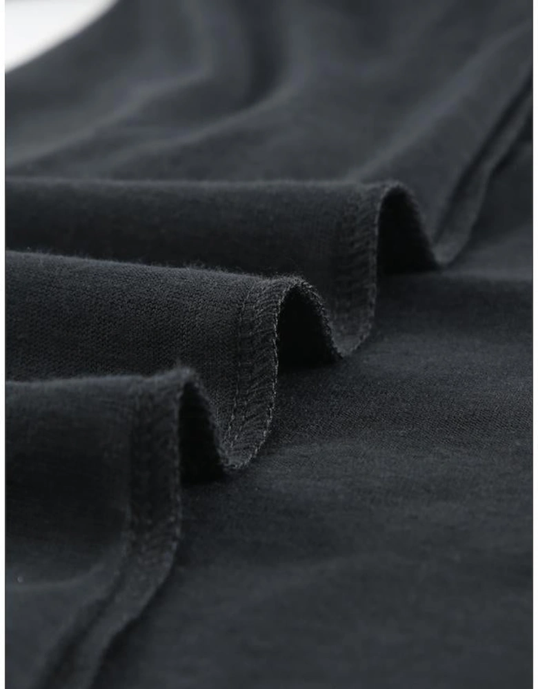 Black Solid Color Open-Front Buttons Cardigan