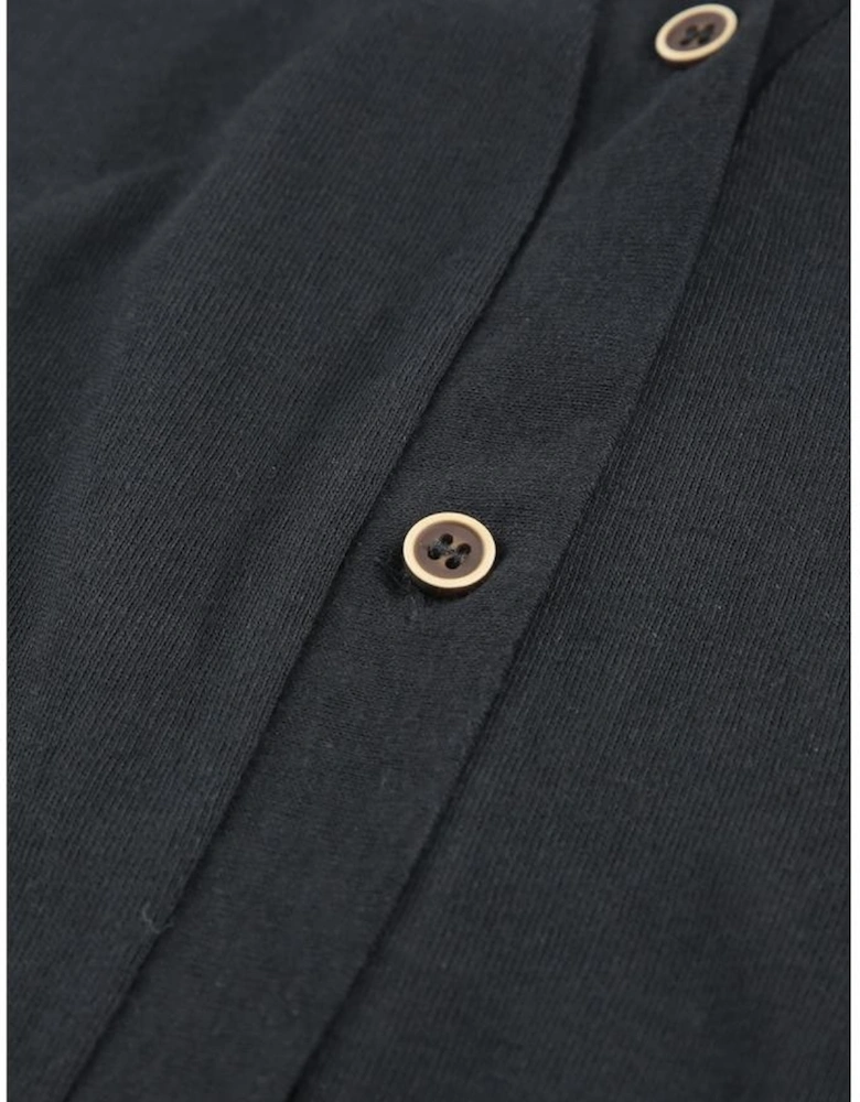 Black Solid Color Open-Front Buttons Cardigan