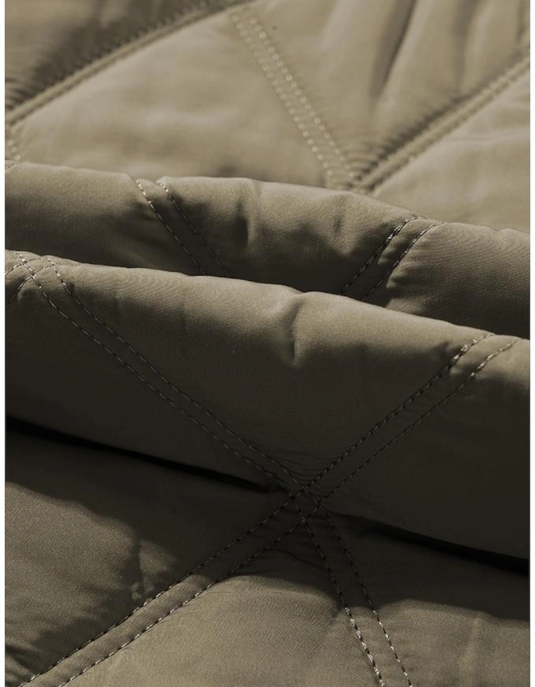 Jungle Green Teddy Collar Flap Pockets Quilted Puffer Jacket