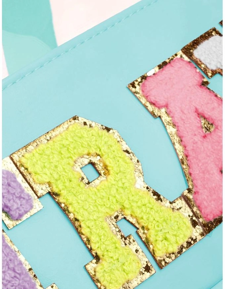 Mint Green TRAVEL Chenille Letter Clear PVC Makeup Bag