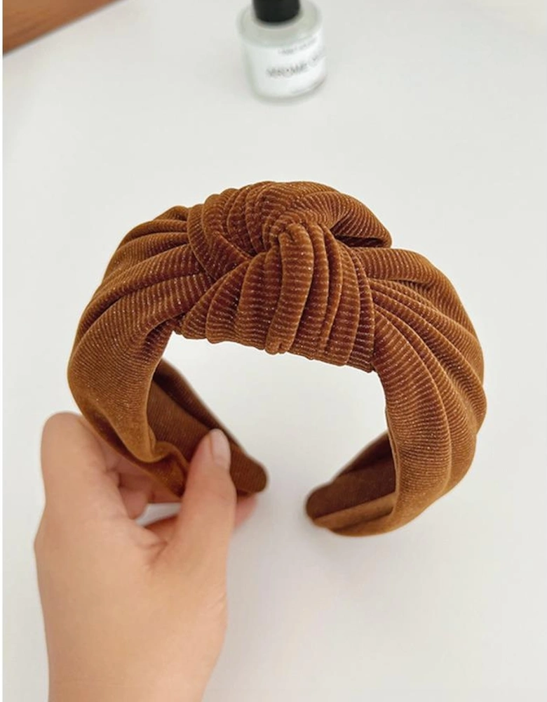 Azura Exchange Chestnut Knotted Ribbed Wide Headband