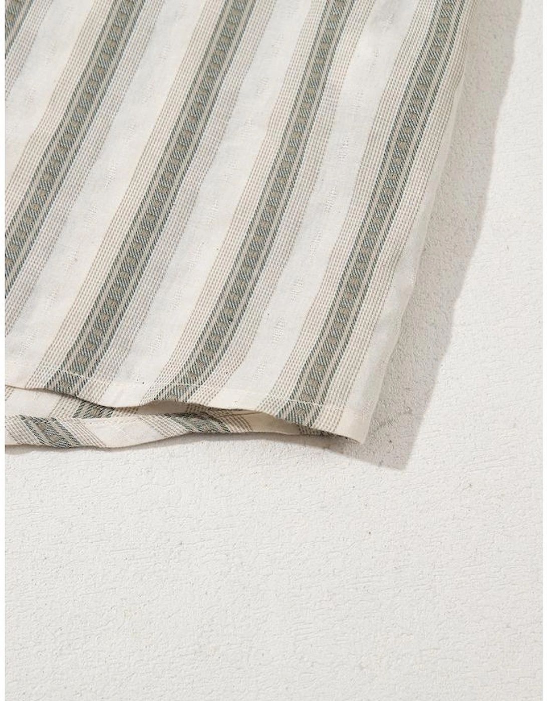 Gray Stripe Frilled Tie Neck Short Sleeve Blouse