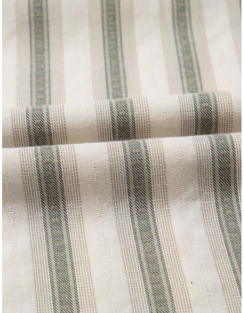 Gray Stripe Frilled Tie Neck Short Sleeve Blouse