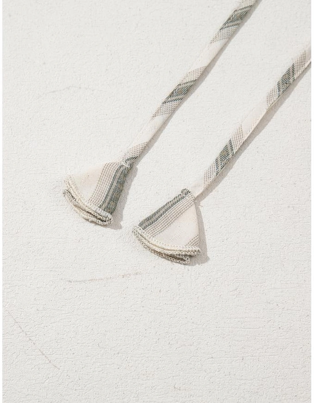 Gray Stripe Frilled Tie Neck Short Sleeve Blouse