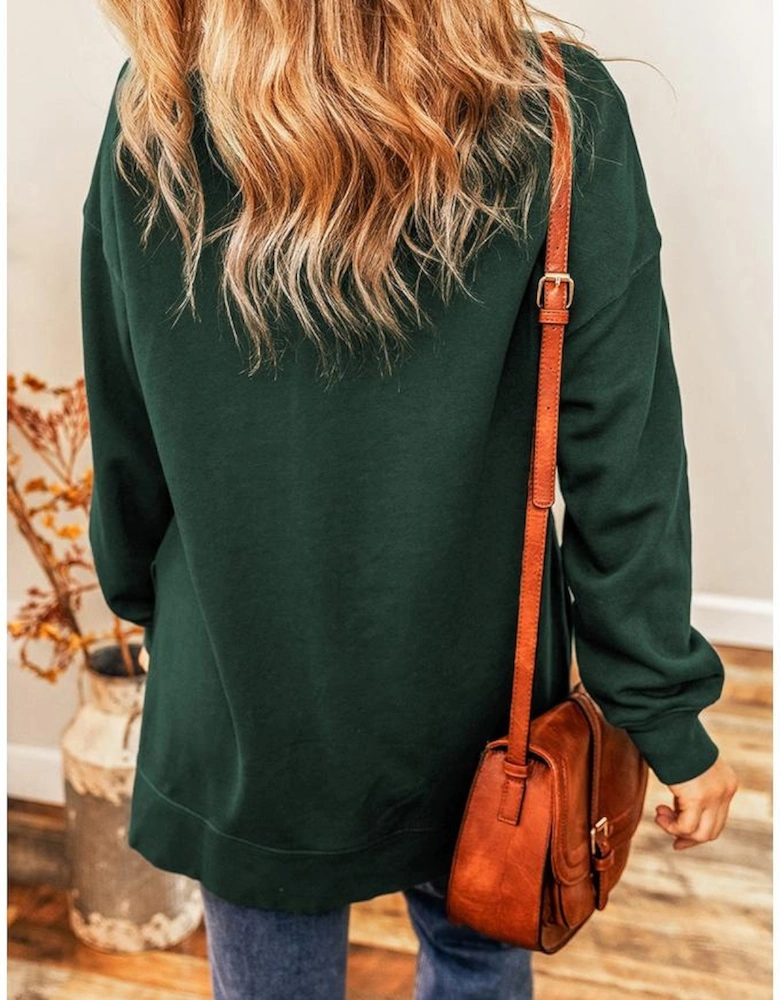 Duffel Green Christmas Cane Pattern Crewneck Oversized Sweatshirt