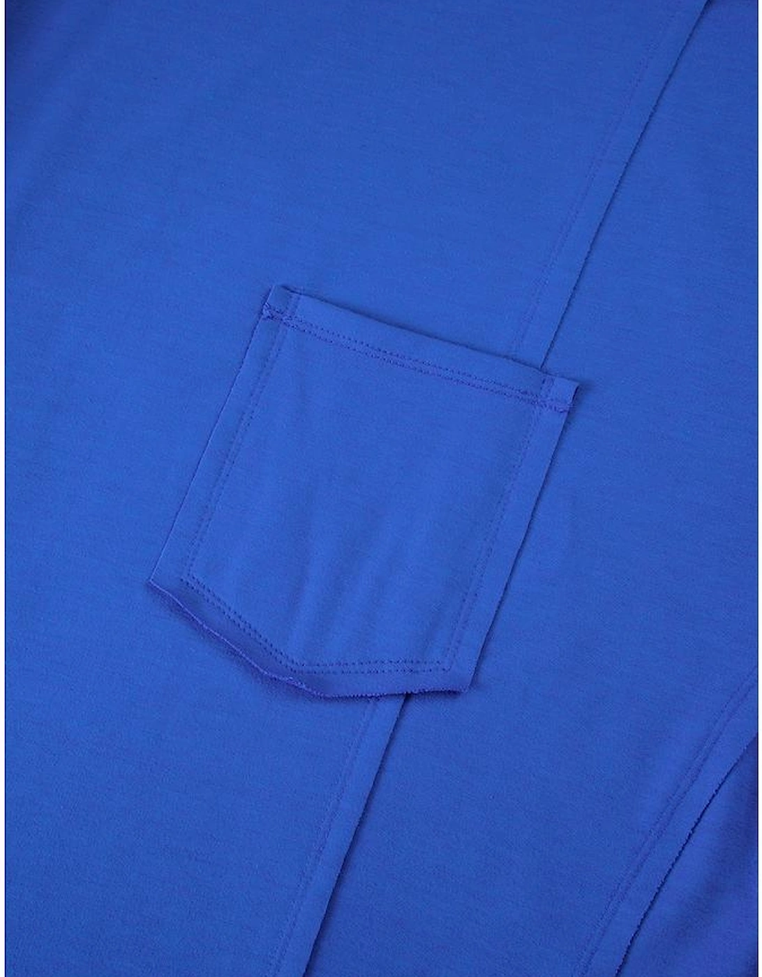 Blue Patched Pocket Exposed Seam Oversize T-shirt