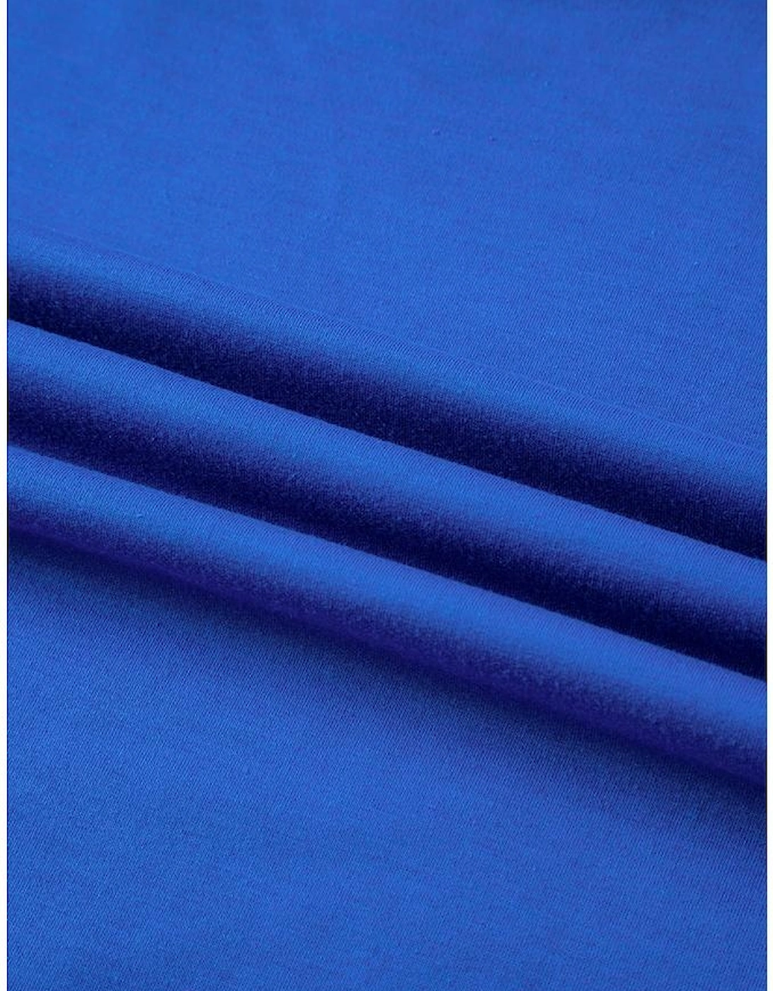 Blue Patched Pocket Exposed Seam Oversize T-shirt