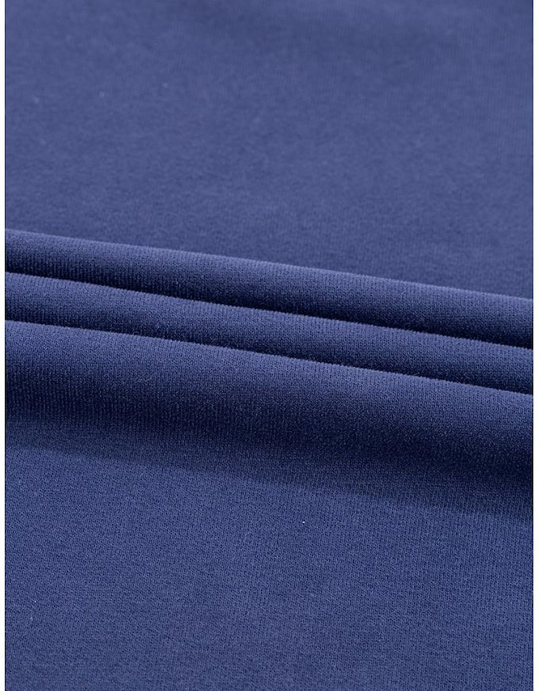 Navy Blue Plain Drop Shoulder Crewneck Pullover Sweatshirt, 16 of 15