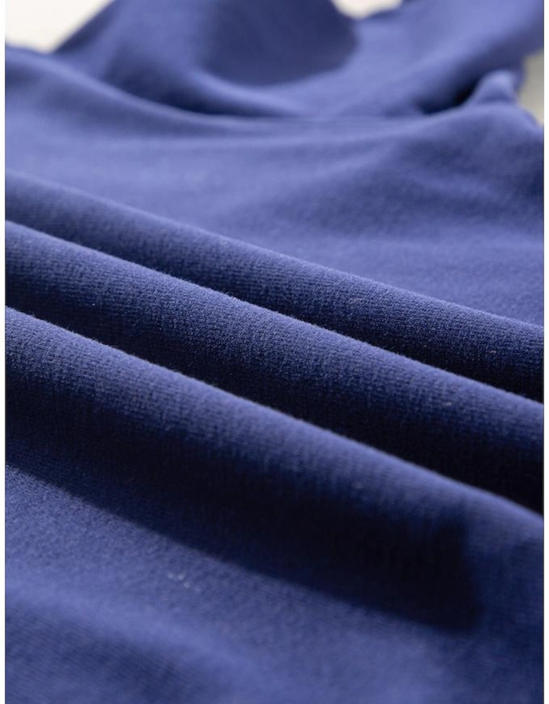 Navy Blue Plain Drop Shoulder Crewneck Pullover Sweatshirt
