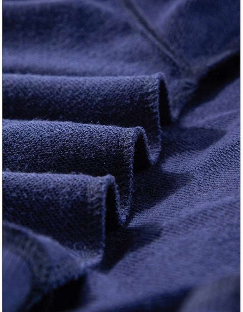 Navy Blue Plain Drop Shoulder Crewneck Pullover Sweatshirt