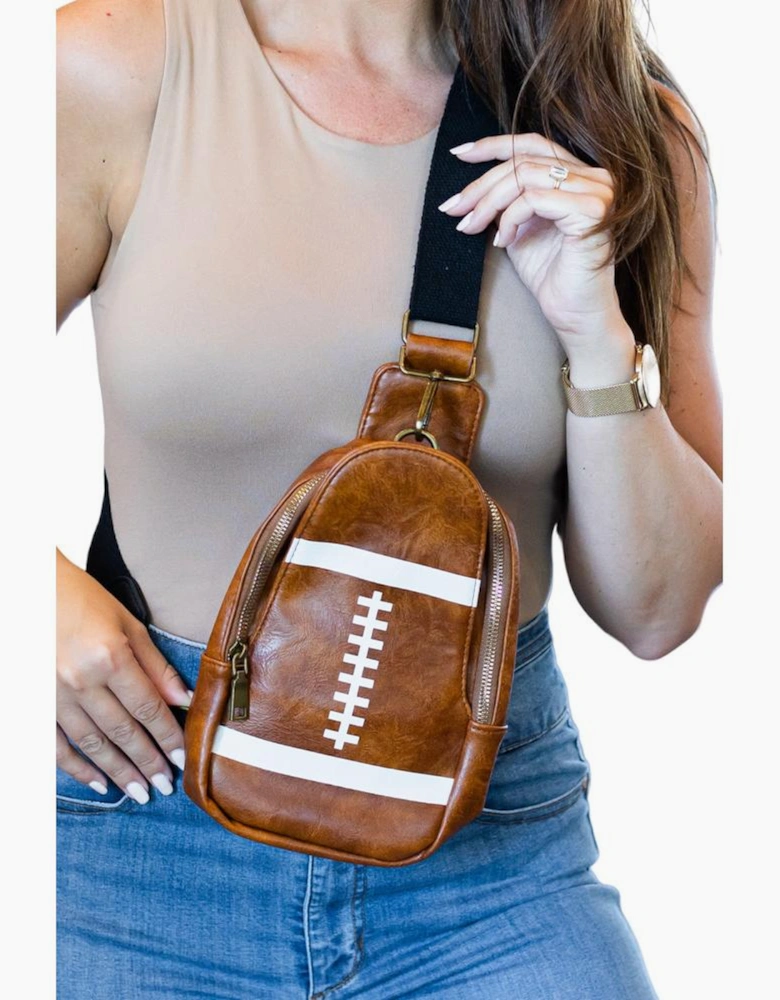 Brown Rugby PU Mini Crossbody Bag