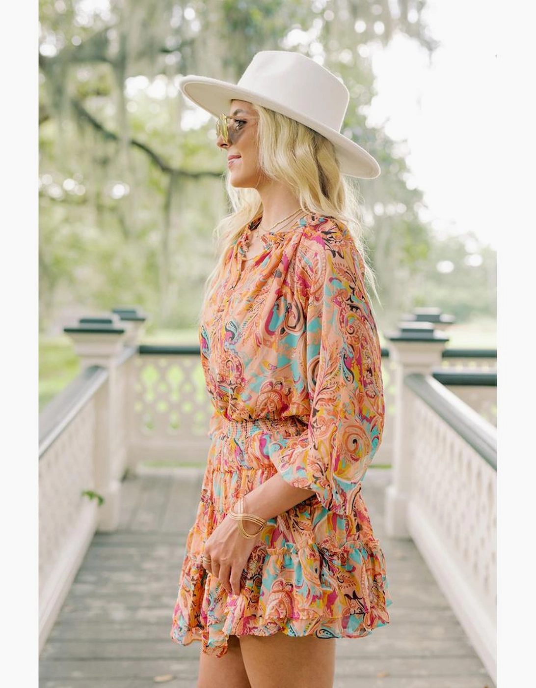 Multicolour Paisley Print Frilled Mini Dress