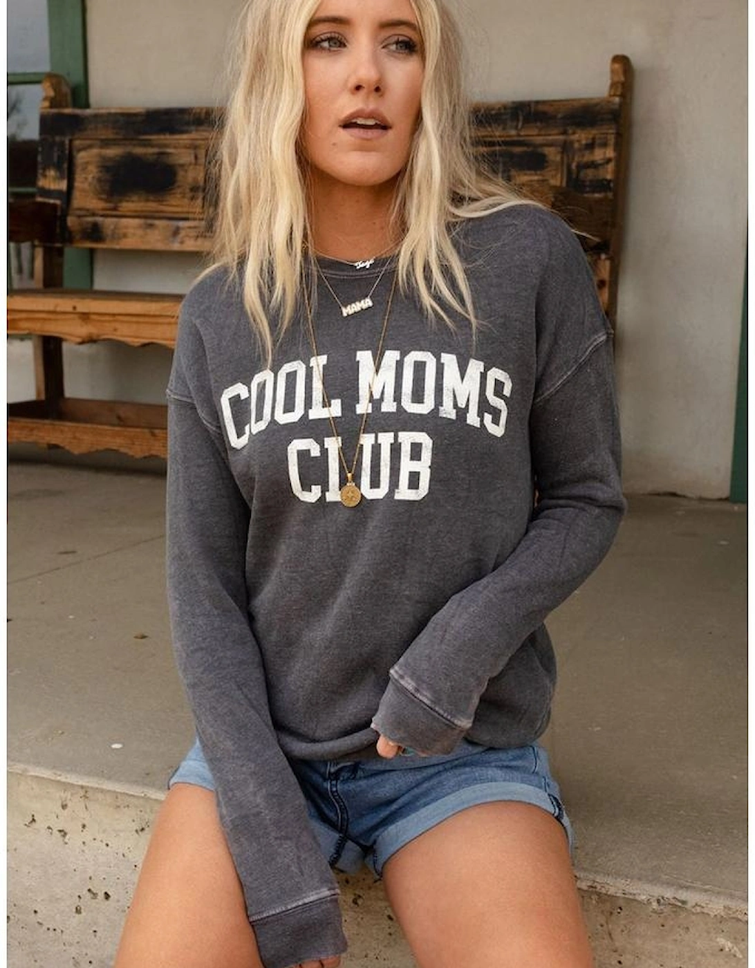 Gray COOL MOMS CLUB Drop Shoulder Sweatshirt