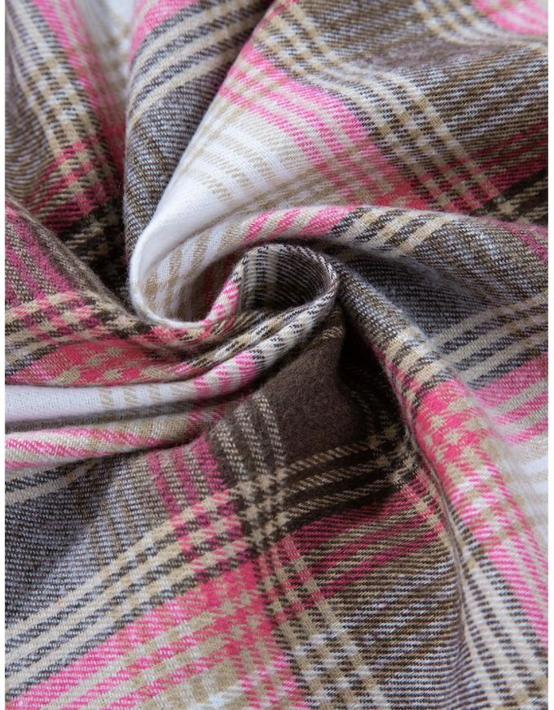 Pink Plaid Flap Pocket Button Up Shacket