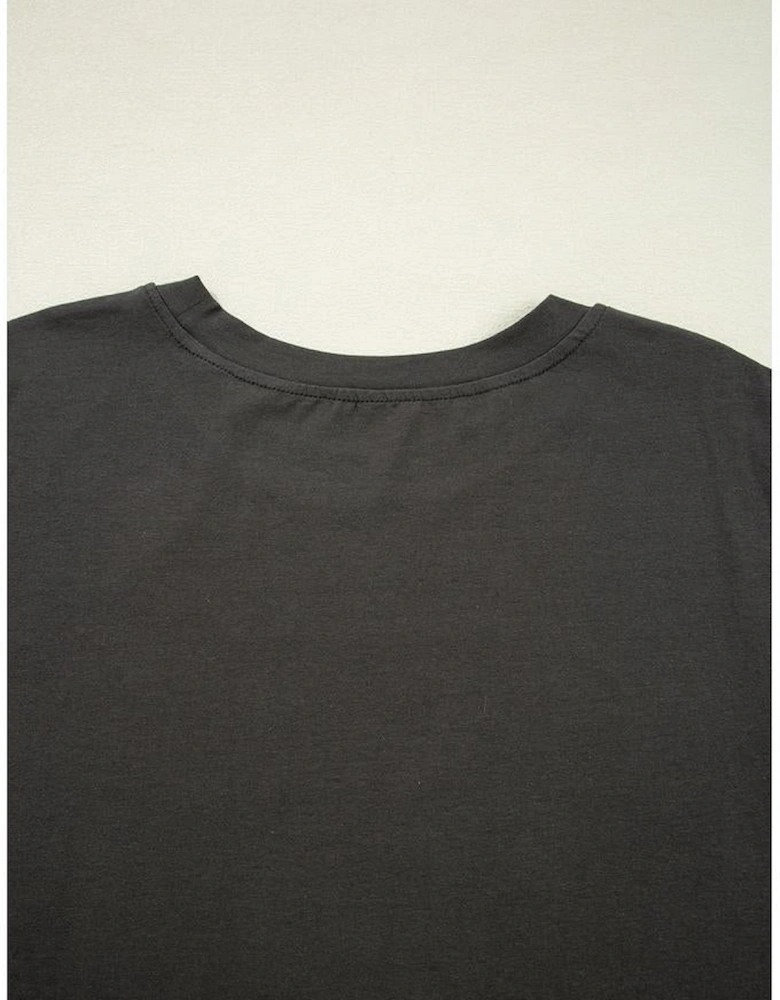 Carbon Grey Vintage Western Bull Head Skull Turquoise Aztec Graphic T Shirt