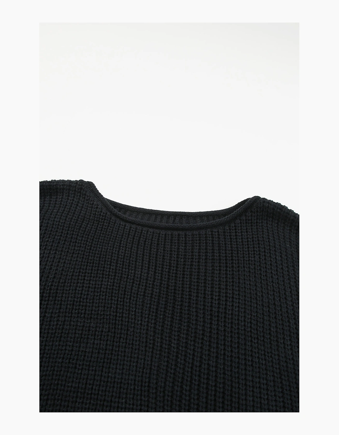 Black Floral Crochet Bell Sleeve Loose Sweater