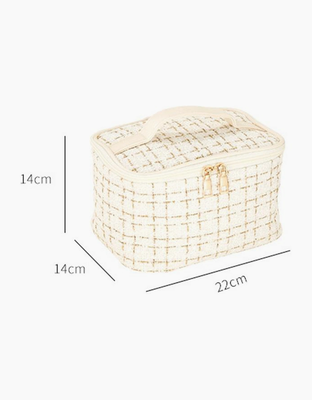 Fiery Red Plaid Zipper Large Cosmetic Bag with Handle, 6 of 5