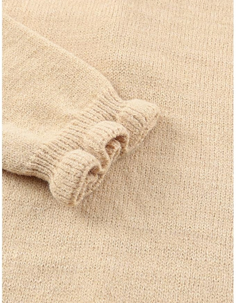 Azura Exchange Frill Trim Khaki Knit Pullover Sweater