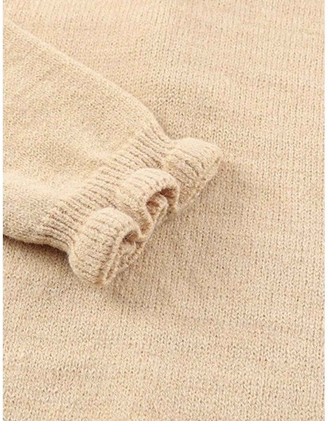 Azura Exchange Frill Trim Khaki Knit Pullover Sweater