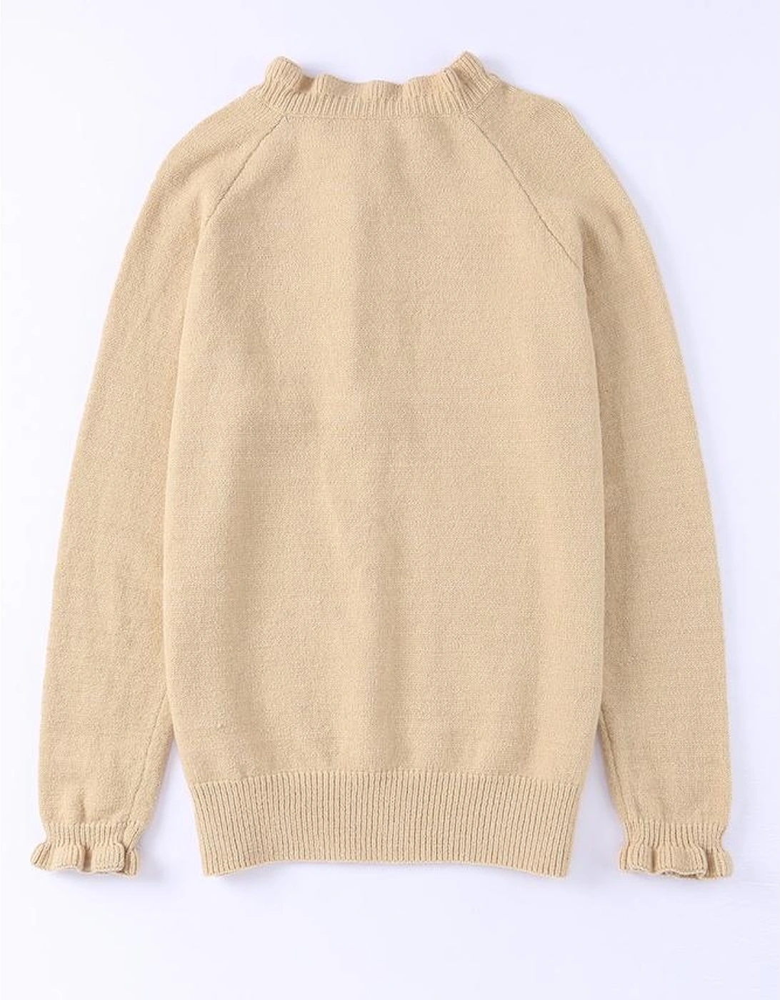 Azura Exchange Frill Trim Khaki Knit Pullover Sweater