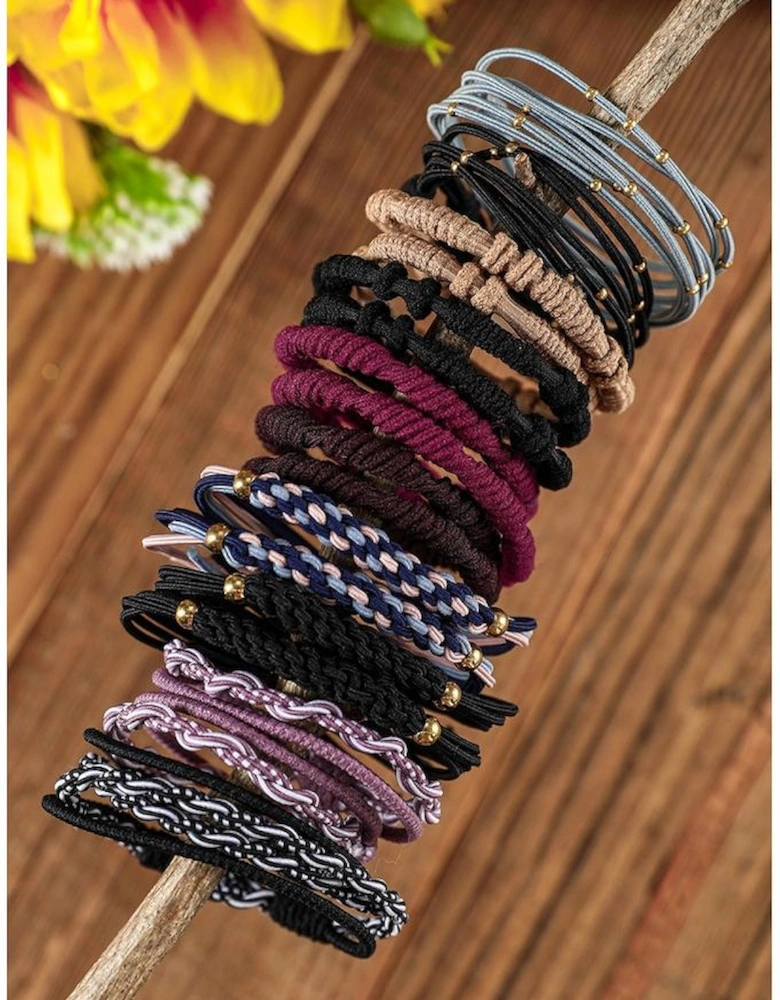 Azura Exchange Black Multicolour 20pcs Boho Knotted Hair Ties