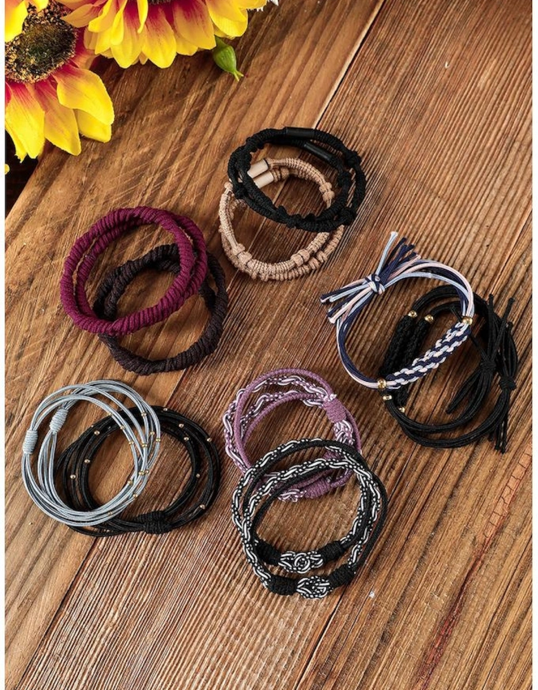 Azura Exchange Black Multicolour 20pcs Boho Knotted Hair Ties