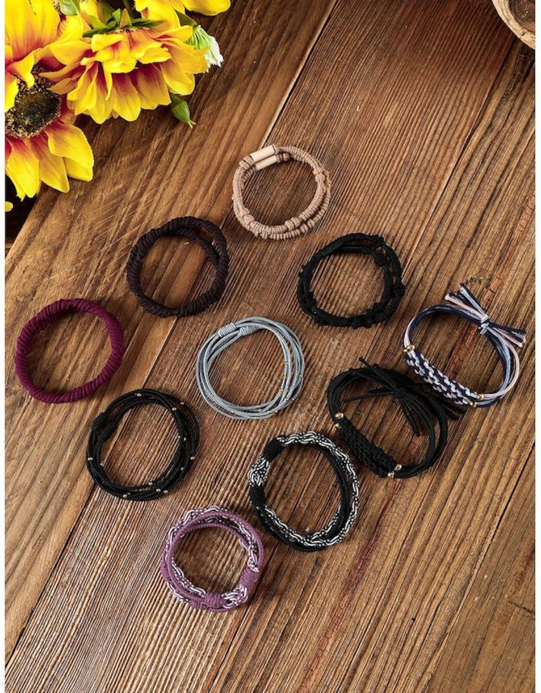 Azura Exchange Black Multicolour 20pcs Boho Knotted Hair Ties
