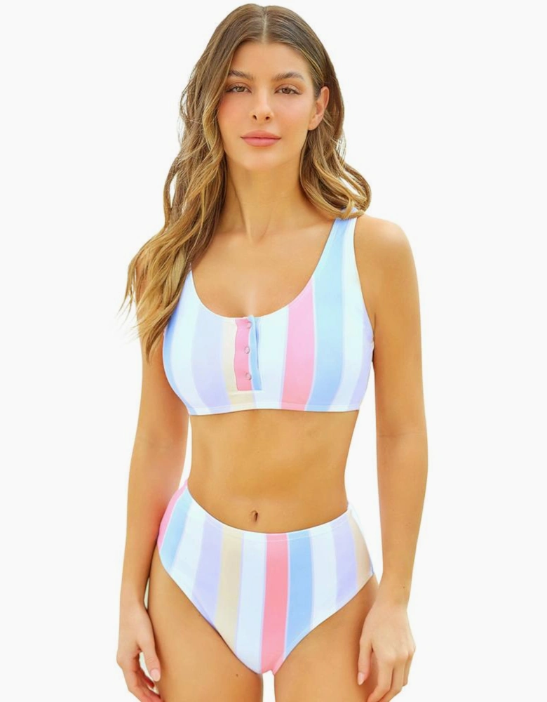 Azura Exchange High Waisted Bikini Bottoms Candy Stripe