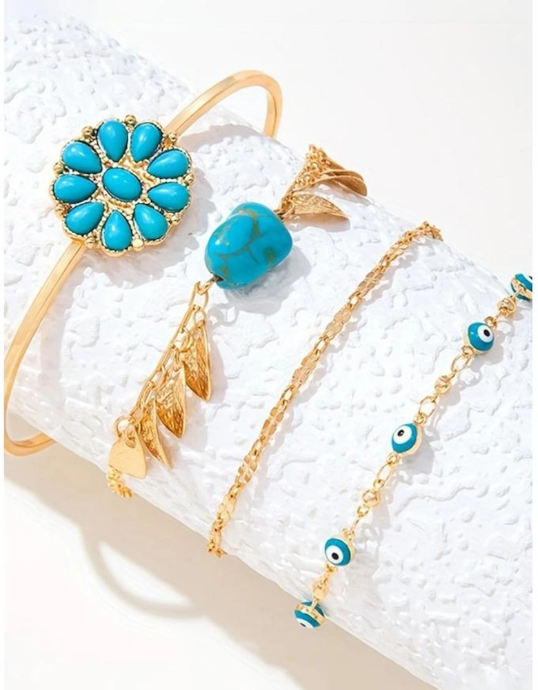 Azura Exchange Turquoise Inlaid Boho Bracelet Set