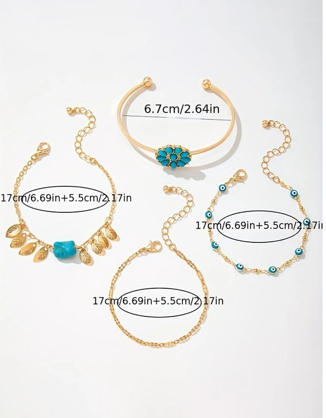 Azura Exchange Turquoise Inlaid Boho Bracelet Set