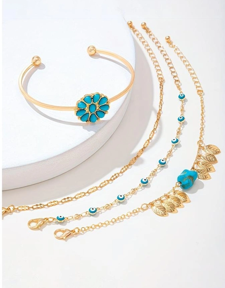 Azura Exchange Turquoise Inlaid Boho Bracelet Set