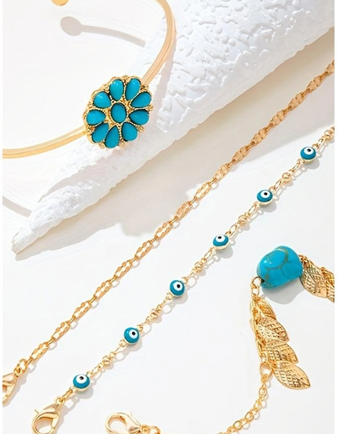 Azura Exchange Turquoise Inlaid Boho Bracelet Set, 6 of 5